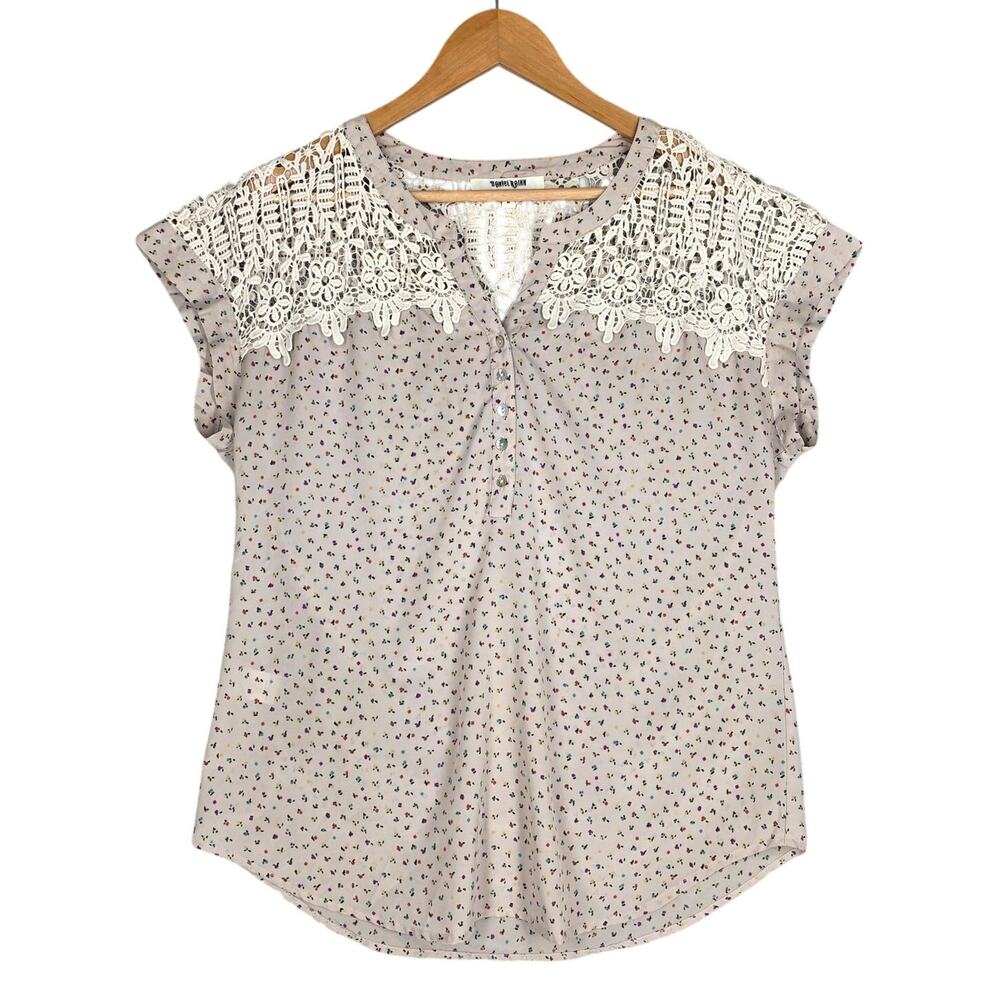 DANIEL RAINN WOMEN'S FLORAL LACE BLOUSE – SIZE MEDIUM – CREAM MULTI – BOHO